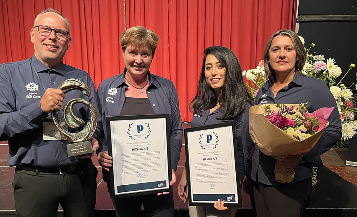 Billede af vores medabejdere, da de modtog CSR People Prize i september 2023