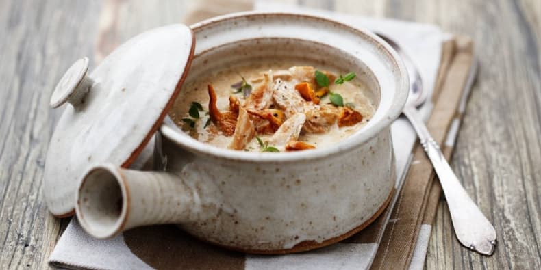 Svampesuppe med kylling