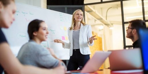Businesswoman giving presentation